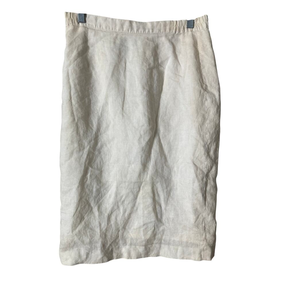 Vintage Chancelle New York Skirt Womens 6 Ivory Ramie Lined Knee Length Pencil